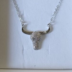Dazzling Silver Bull Head Necklace